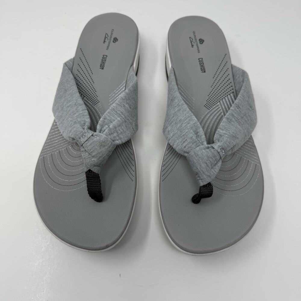 NWT Clarks Cloudstepers Arla Gilson Flipflop Women's 10 Grey Summer Sandals NWT